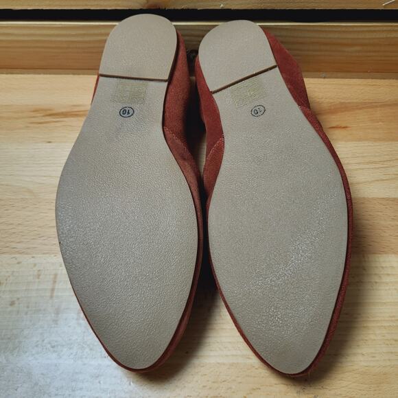 Sundance Bird of Flight Embroidered Rust Red Suede Ballet Flats Size 10 - Picture 6 of 8